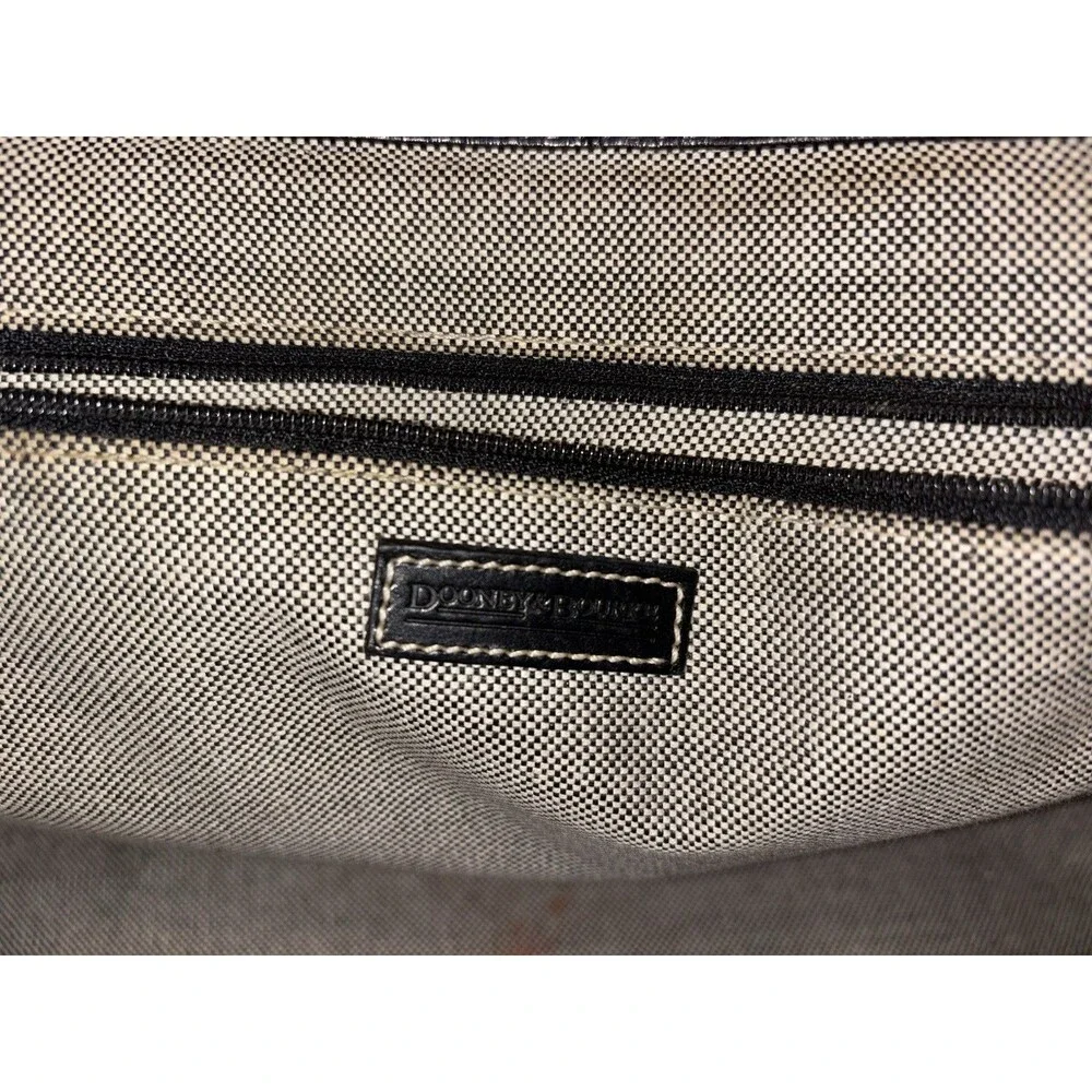 Dooney Bourke Black Grey Monogram Signature Double Pocket Satchel Bag Purse